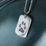 Paw print necklace - silver link chain